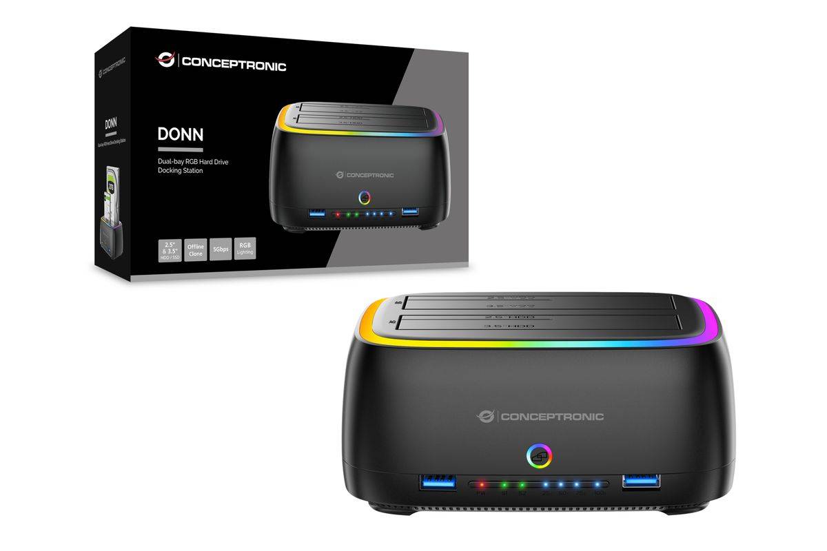 CONCEPTRONIC Festplattengehäuse 2.5/3.5"HDD/SSD 2xUSB-A sw