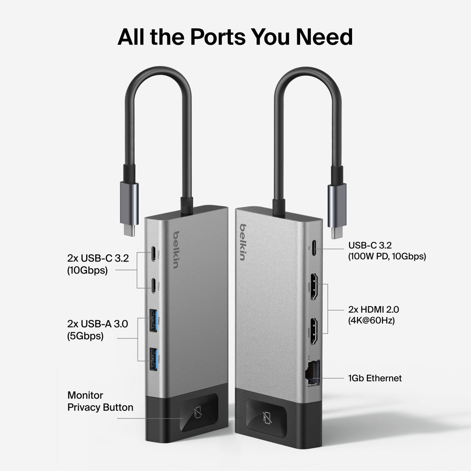 Belkin Connect 8-in-1 UCB-C Hub für zwei Bildschirme INC027hqSGY