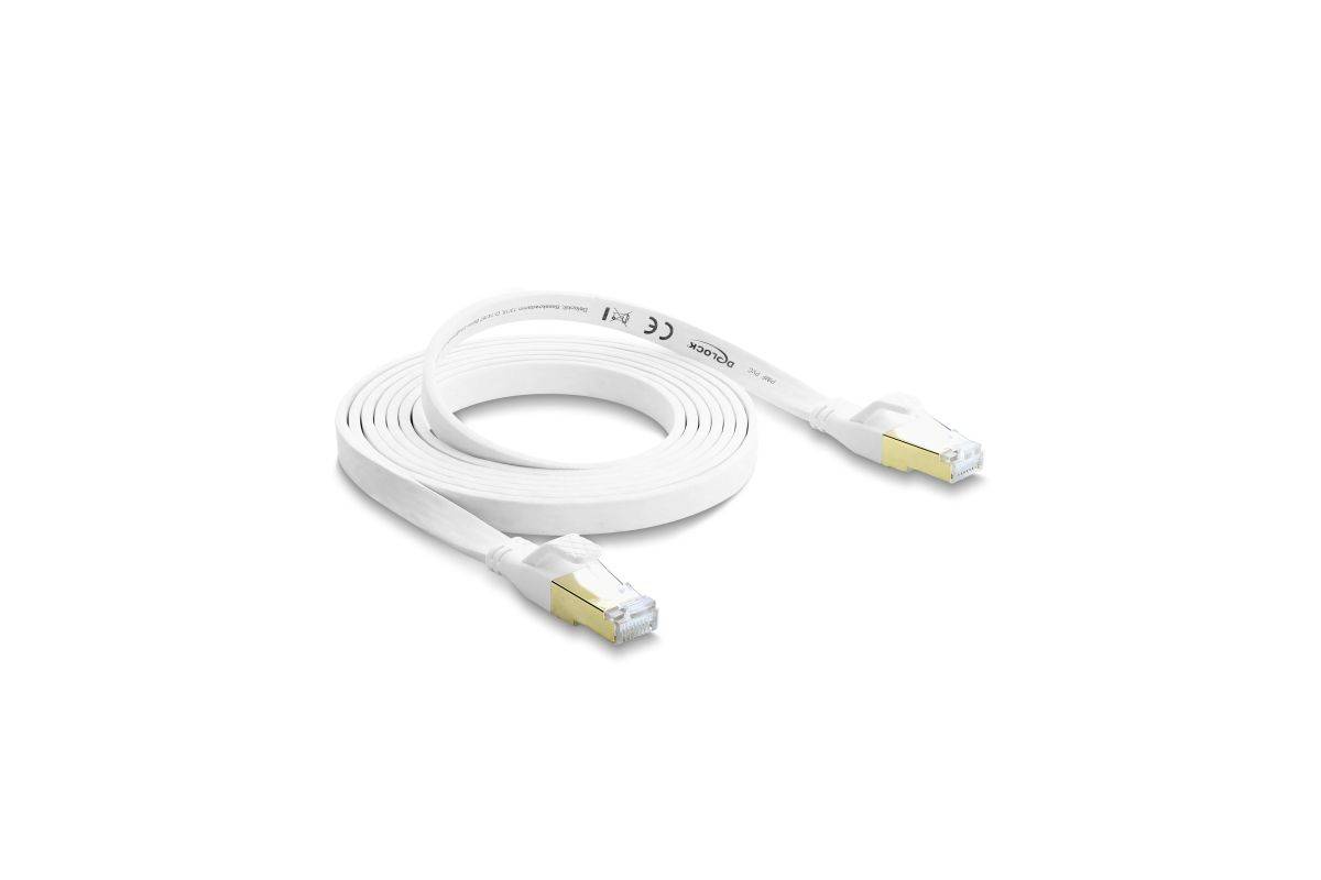 DELOCK RJ45 Flachband Patchkabel Cat.8.1 U/FTP 40Gbps, 2m Kabel