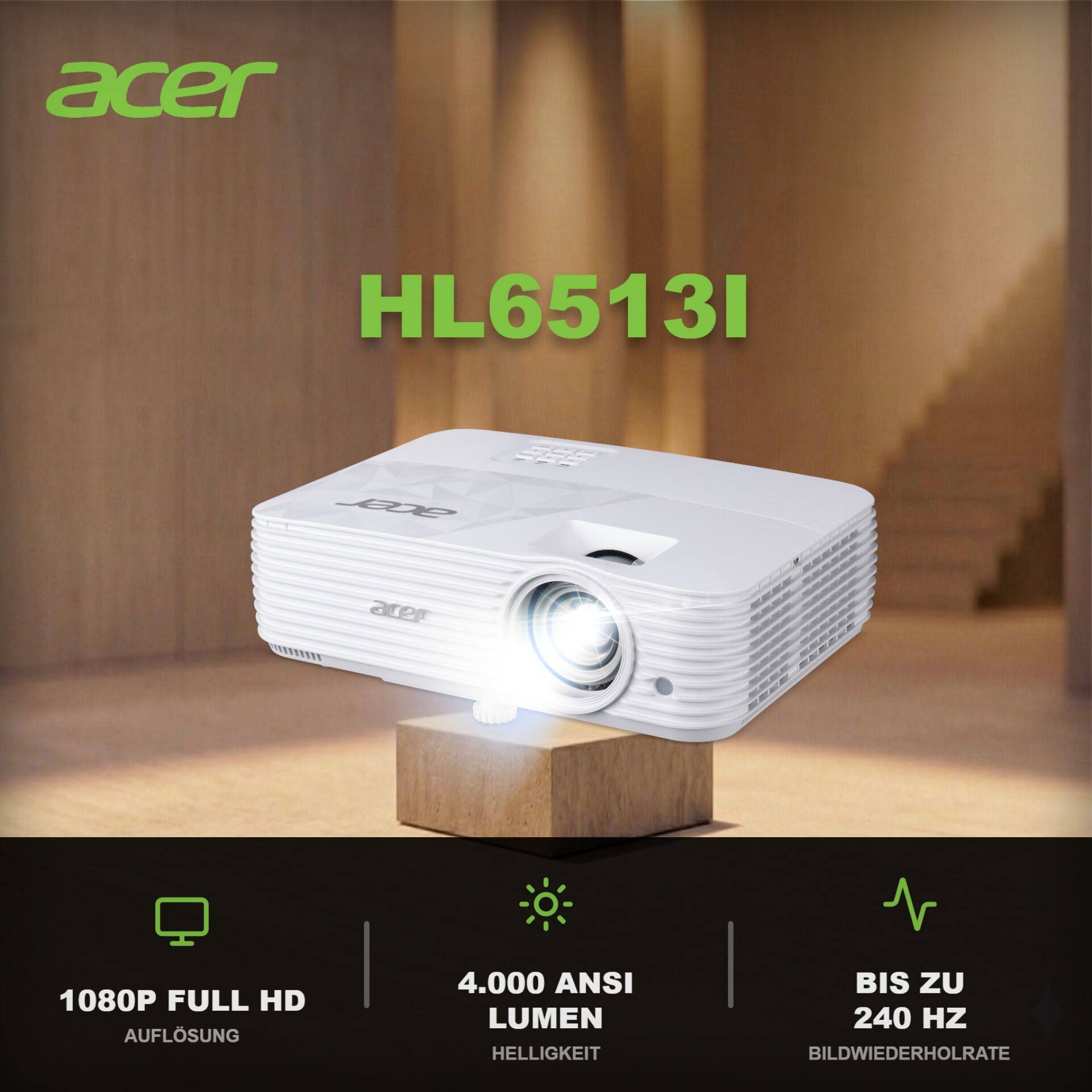 Acer HL6513i Laser Gaming 240Hz Full HD - Digital-Projektor - DLP/DMD