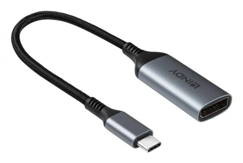 Lindy 43426, 0,15 m, USB Typ-C, DisplayPort, Stecker, Buchse, Gerade