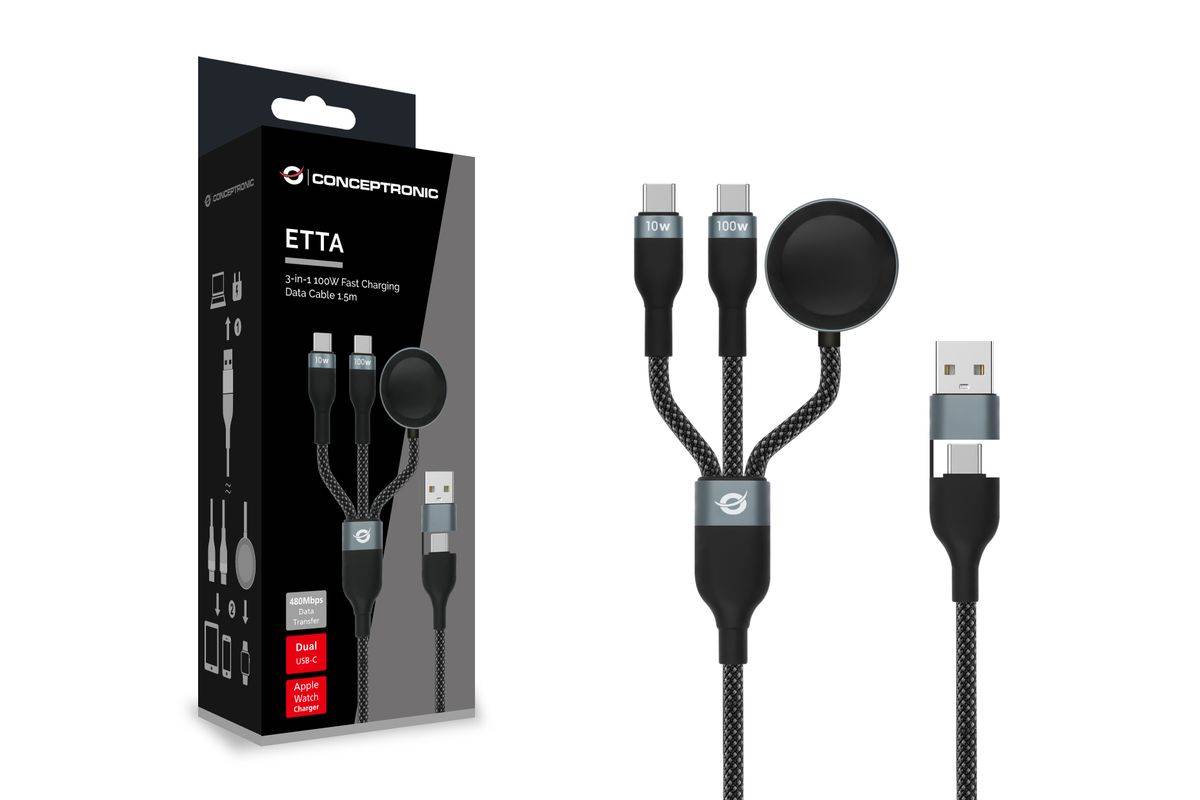 CONCEPTRONIC Kabel USB-C/-A2.0->USB-C/AWC/PD 480Mbs 1.50m sw Multimedia-Technik USB-Kabel - USB &
