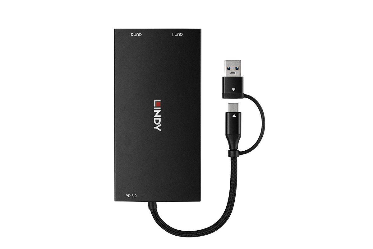 Lindy - Adapterkabel - 9-Pin USB Typ A / 24-Pin USB-C männlich zu HDMI weiblich - 11 cm - Schwarz - Unterstützung für 4K