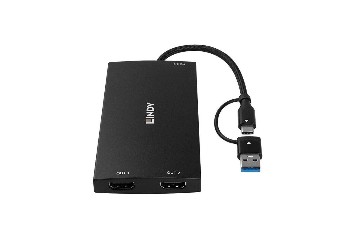 Lindy - Adapterkabel - 9-Pin USB Typ A / 24-Pin USB-C männlich zu HDMI weiblich - 11 cm - Schwarz - Unterstützung für 4K