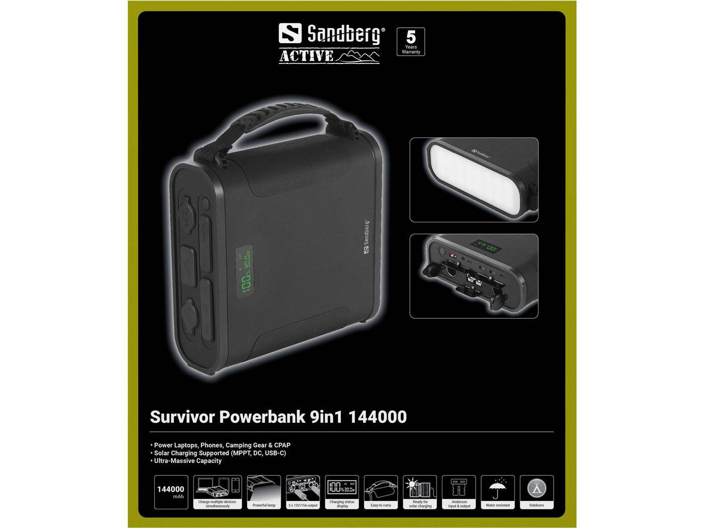 SANDBERG Survivor 9in1 - Powerbank + AC-Netzteil - 144000 mAh - 460.8 Wh - 30 A - 7
