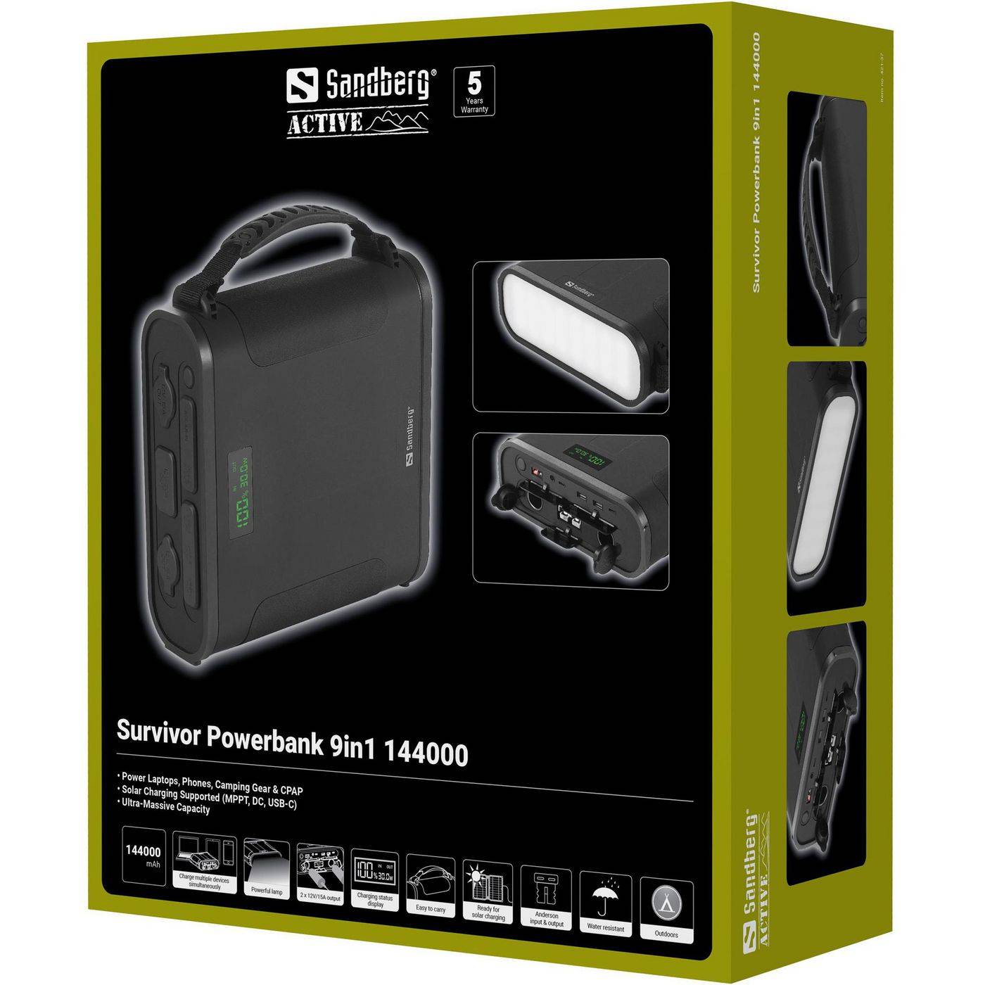 SANDBERG Survivor 9in1 - Powerbank + AC-Netzteil - 144000 mAh - 460.8 Wh - 30 A - 7