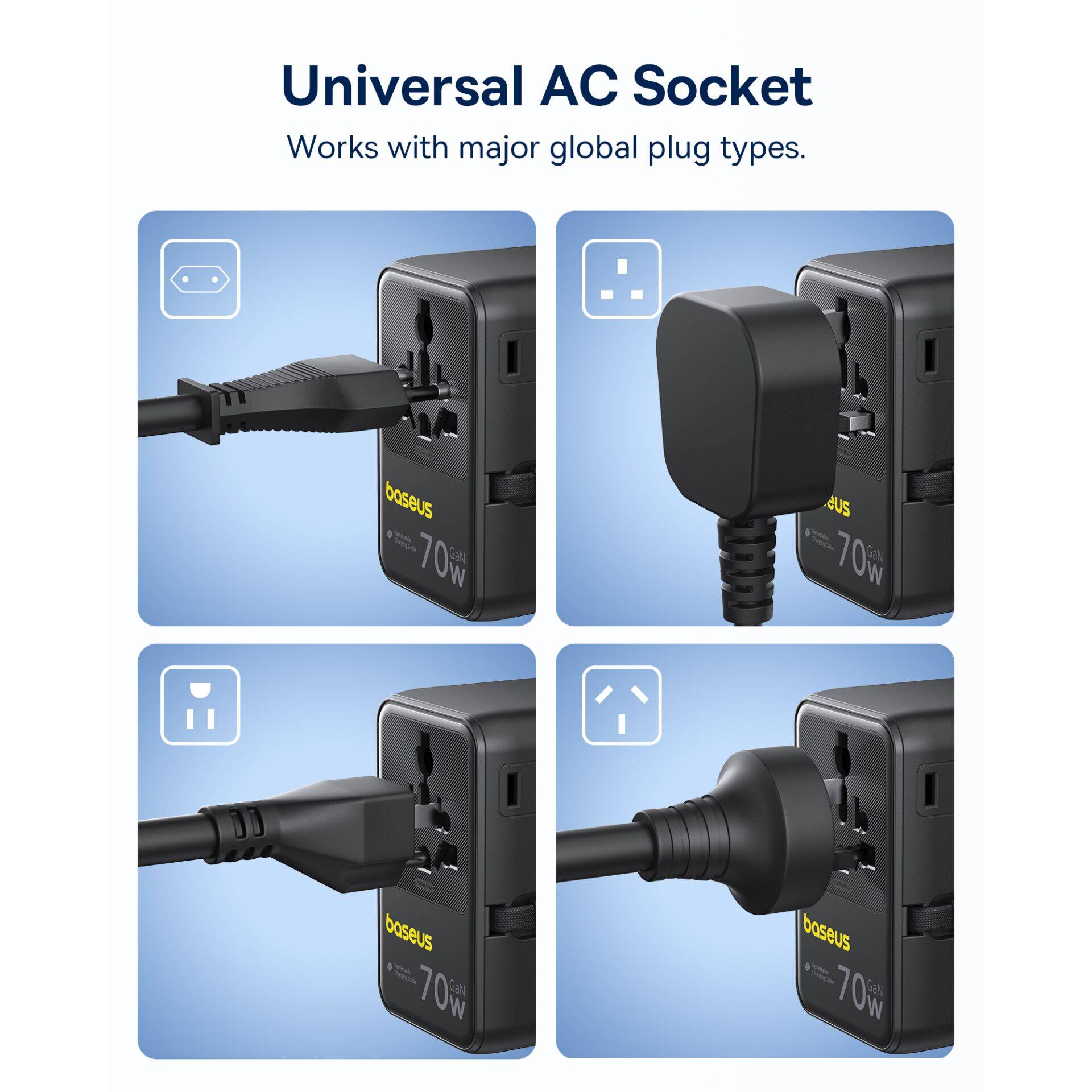 Baseus EnerCore CG11, Drinnen, AC, 1 m, Schwarz