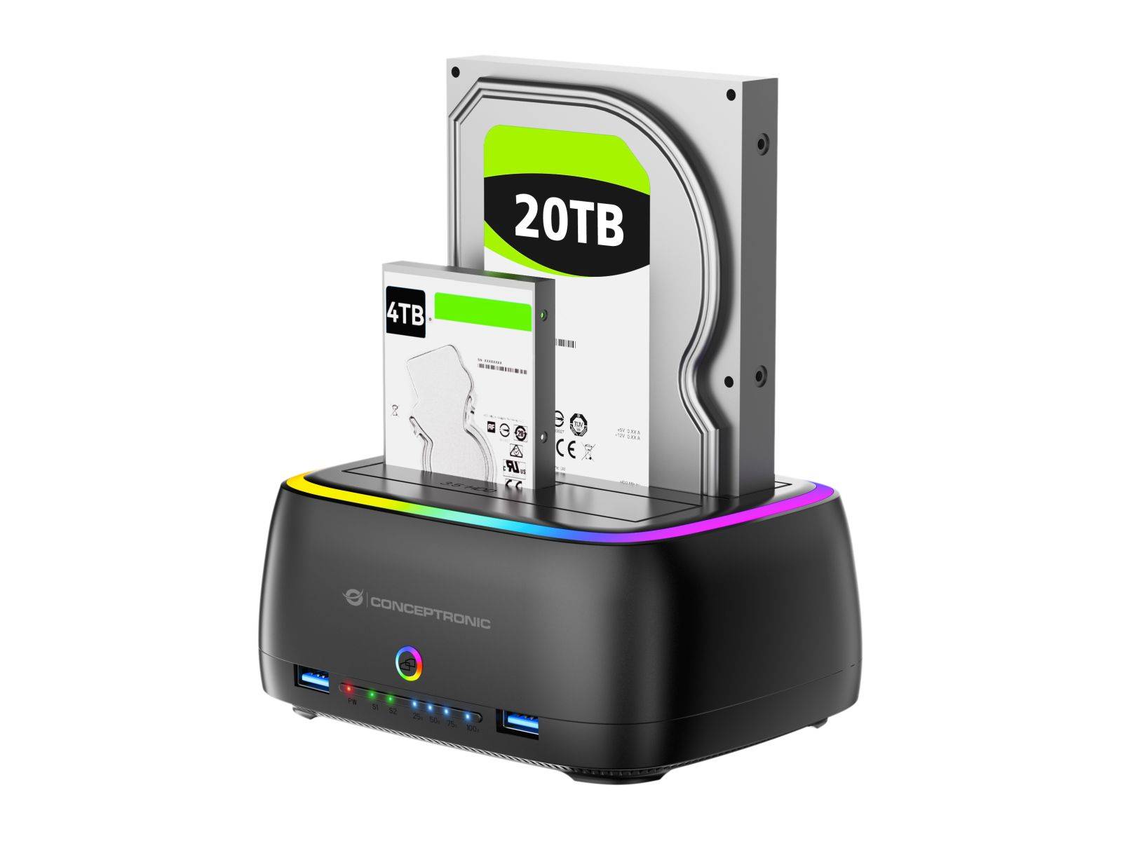 CONCEPTRONIC Festplattengehäuse 2.5/3.5"HDD/SSD 2xUSB-A sw