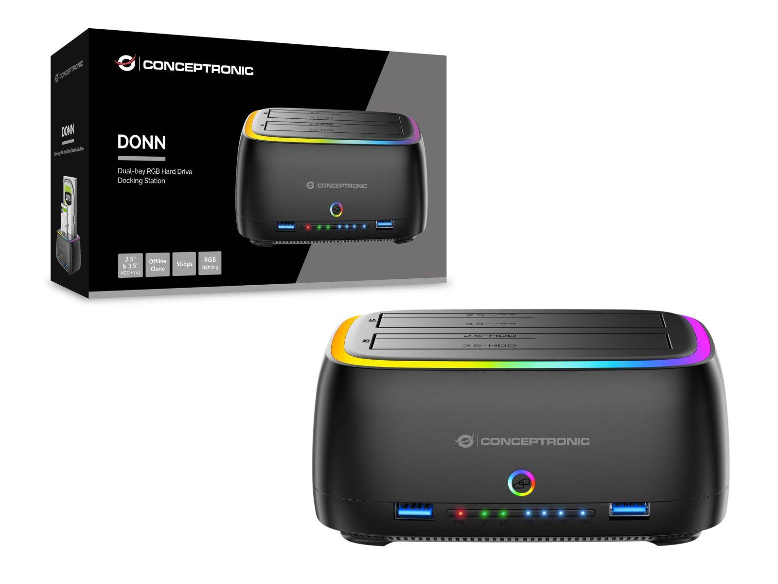 CONCEPTRONIC Festplattengehäuse 2.5/3.5"HDD/SSD 2xUSB-A sw