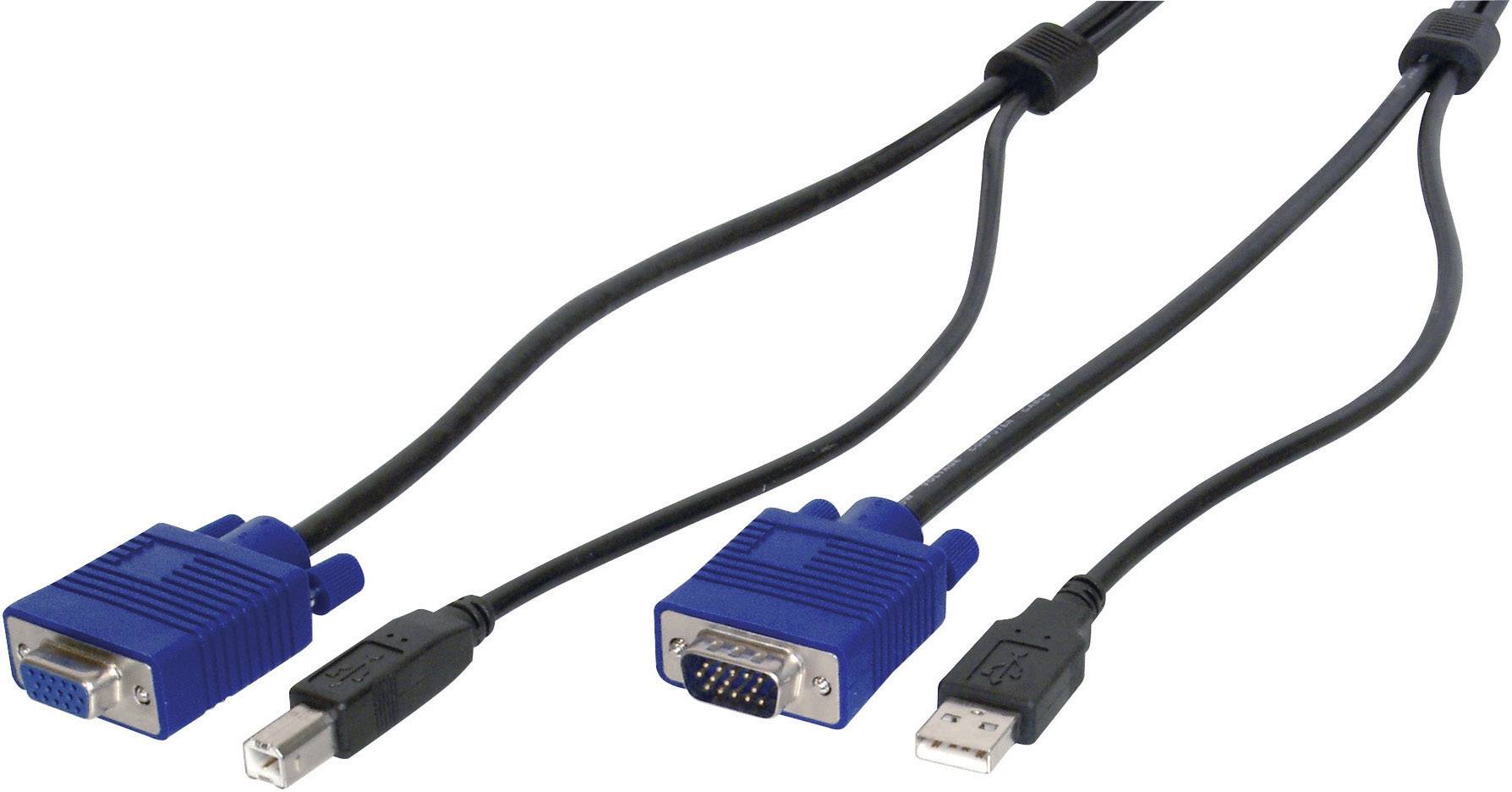 Digitus KVM Anschlusskabel [1x VGA-Stecker, USB 2.0 Stecker A - 1x VGA-Buchse, USB 2.0 Stecker B] 1.80 m Schwarz
