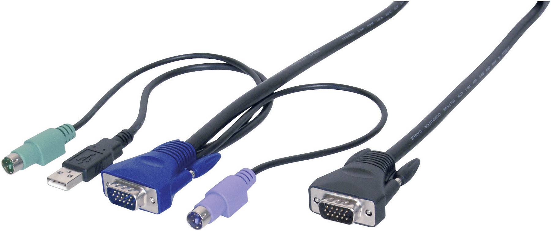 Digitus KVM Anschlusskabel [2x PS/2-Stecker, VGA-Stecker, USB 2.0 Stecker A - 1x VGA-Stecker] 1.80m Schwarz