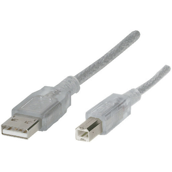Renkforce USB-Kabel USB 2.0 USB-A Stecker, USB-B Stecker 3.00 m Durchsichtig RF-4538148