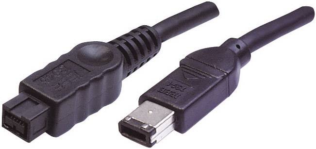 Digitus FireWire Anschlusskabel [1x Firewire (800) Stecker 9pol. - 1x Firewire (400) Stecker 6pol.] 1.80 m Schwarz