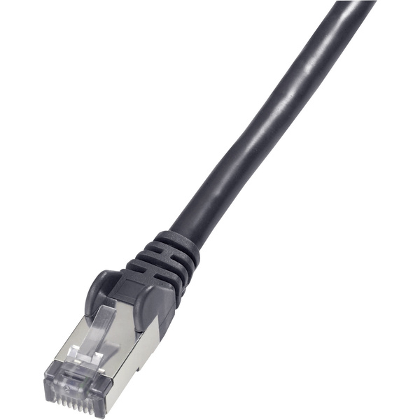 Goobay 68695 RJ45 Câble réseau, câble patch CAT 6 S/FTP 15.00 m noir ignifuge, avec cliquet d'encastrement 1 pc(s)
