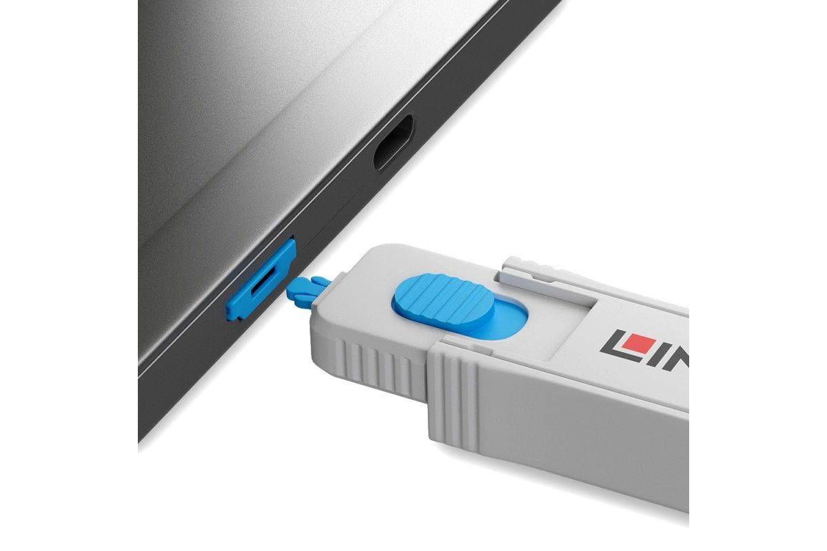 LINDY HDMI Port Schloss blau 4 Stück + 1 Schlüssel Multimedia-Technik Notebookschlösser