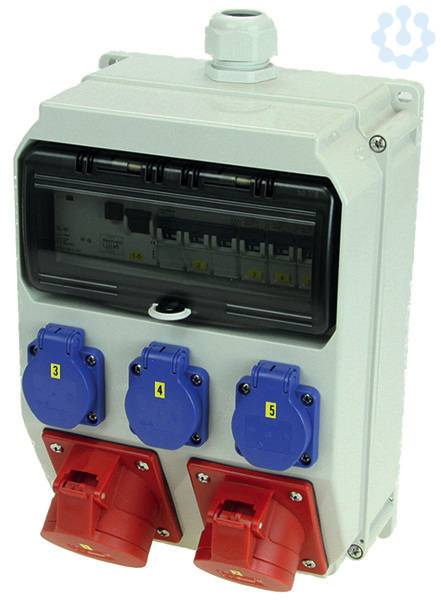 PCE Wandverteiler IP54 ANIF7 9135510 1x32A 400V 1x16A 400V 3x16A 250V FI LS