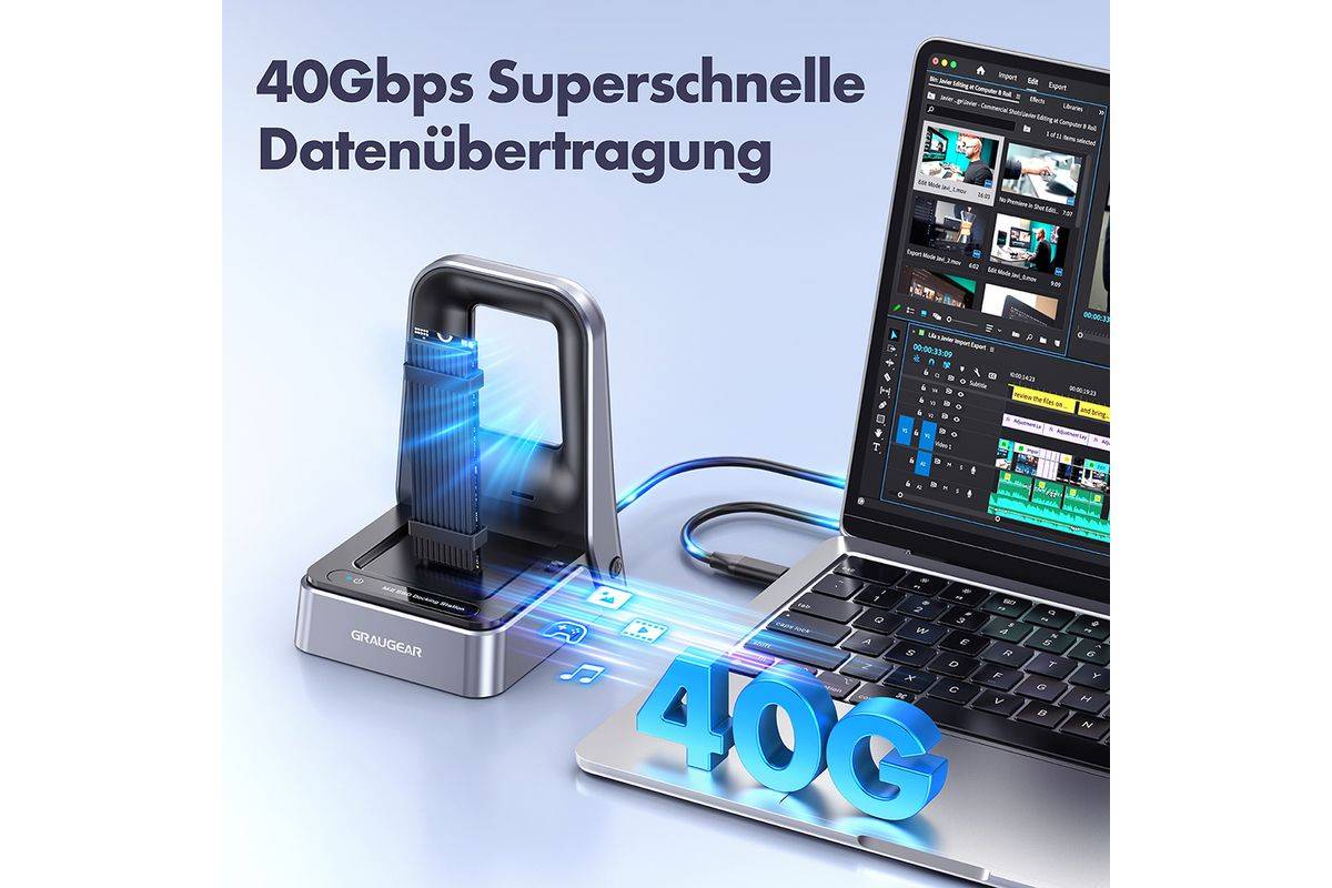 GRAUGEAR Docking Station 4.0 für M.2 PCIe Gen4x4 NVMe SSD Multimedia-Technik Dockingstation