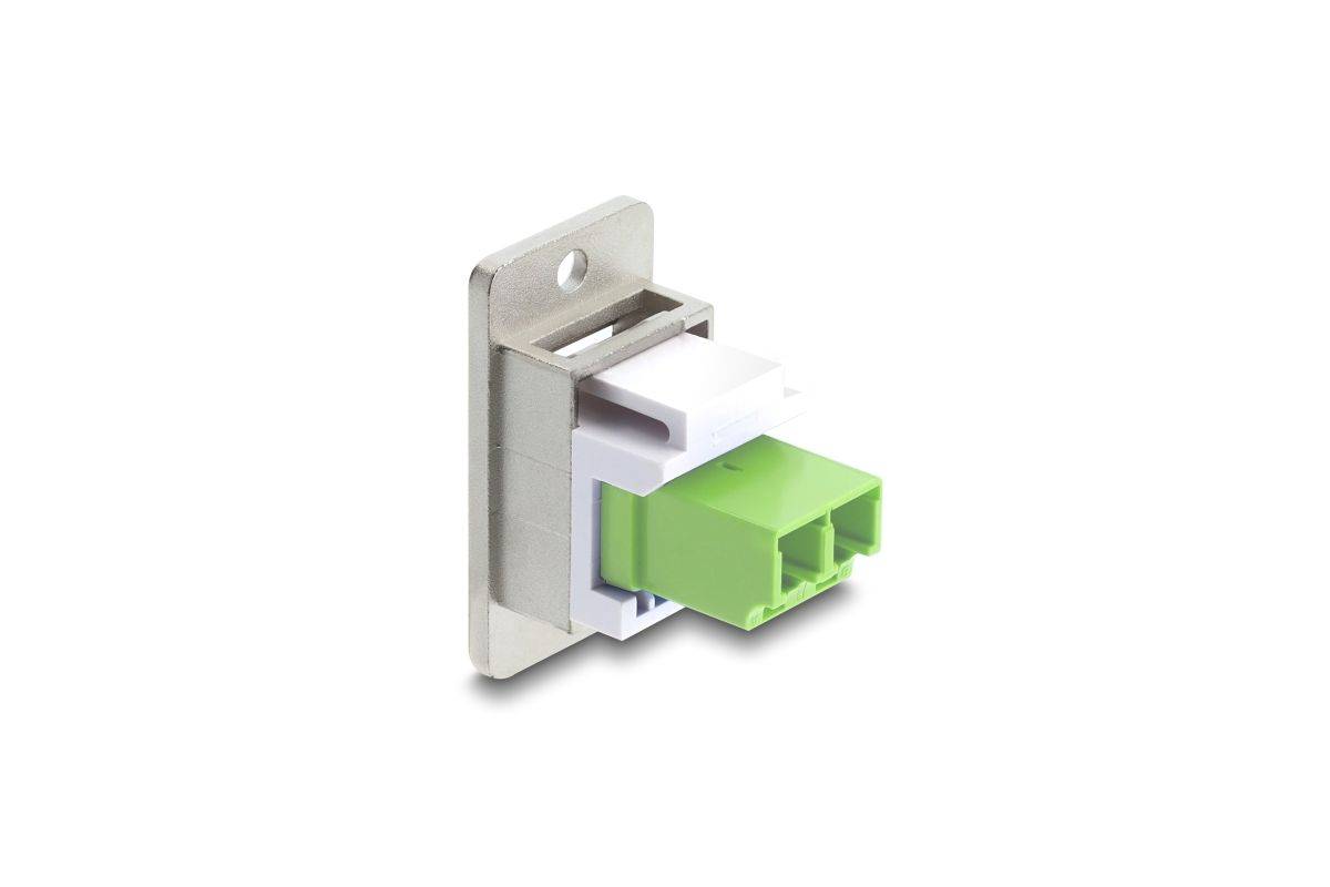 DeLOCK Panel Mount LC Duplex Buchse zu LC Duplex Buchse silber / lindgrün / weiß