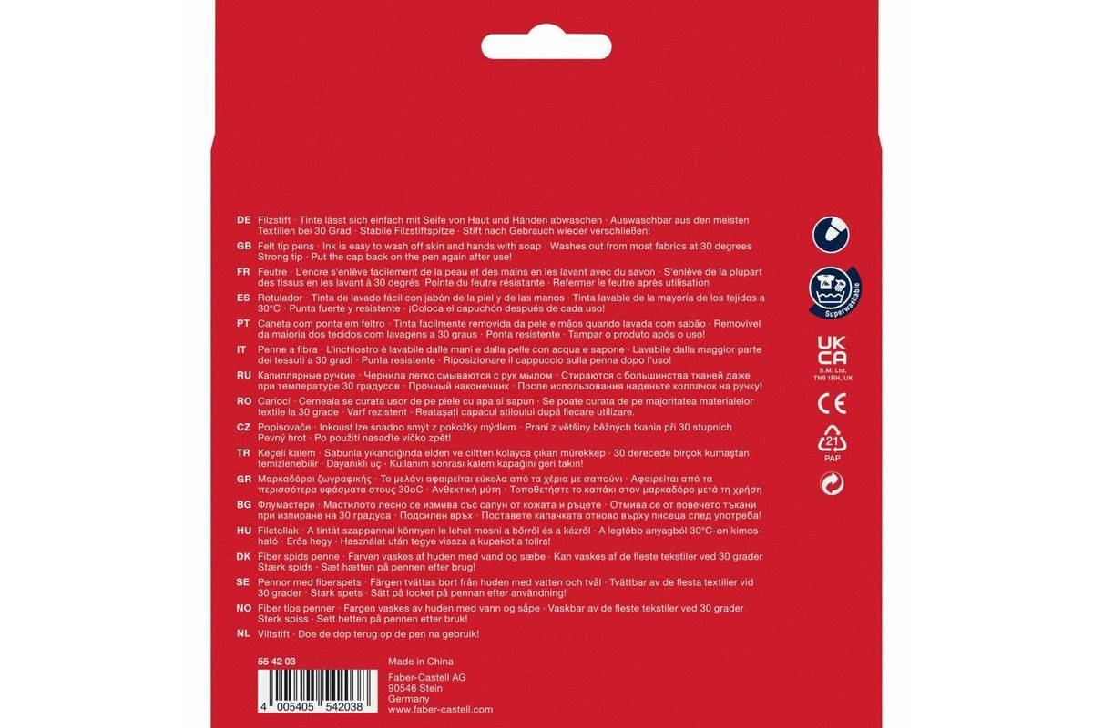 FABER-CASTELL CASTLE - Filzstift - verschiedene Farben (Packung mit 36)