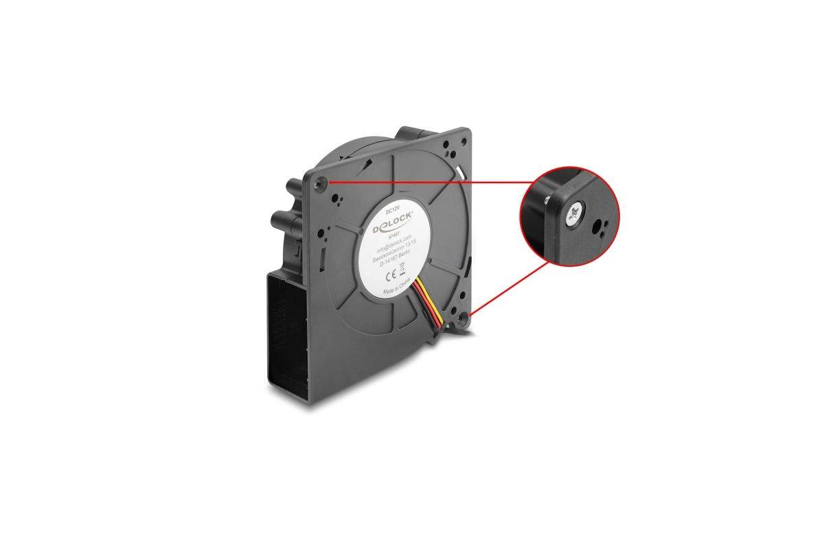 DeLOCK Radiallüfter / Lüftergebläse 12 V DC 120 x 120 x 33 mm mit 3-Pin Lüfteranschluss, schwarz