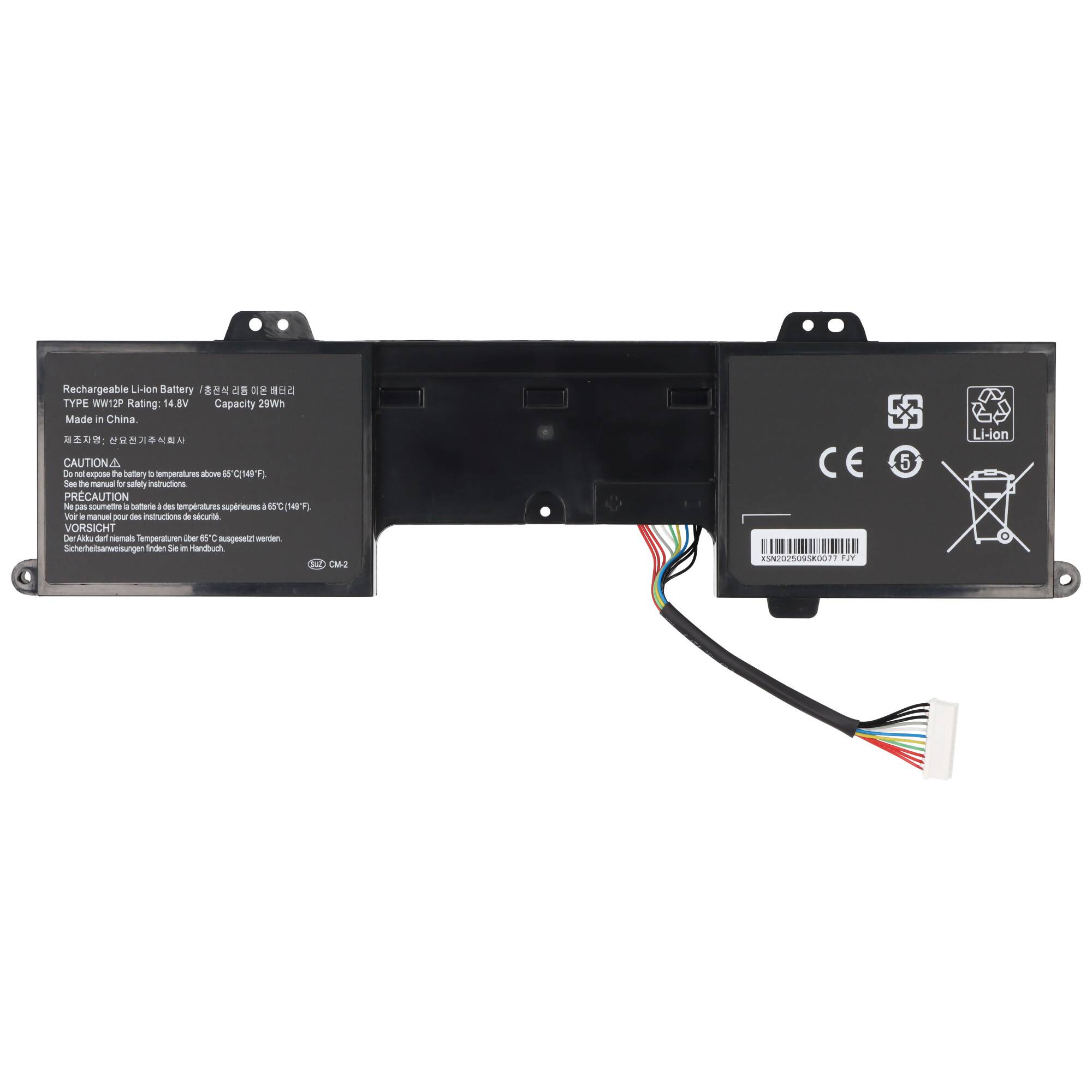 Akku passend für Dell Inspiron DUO 1090 Tablet PC, Li-Polymer, 14,8V, 1950Ah, 29Wh, schwarz