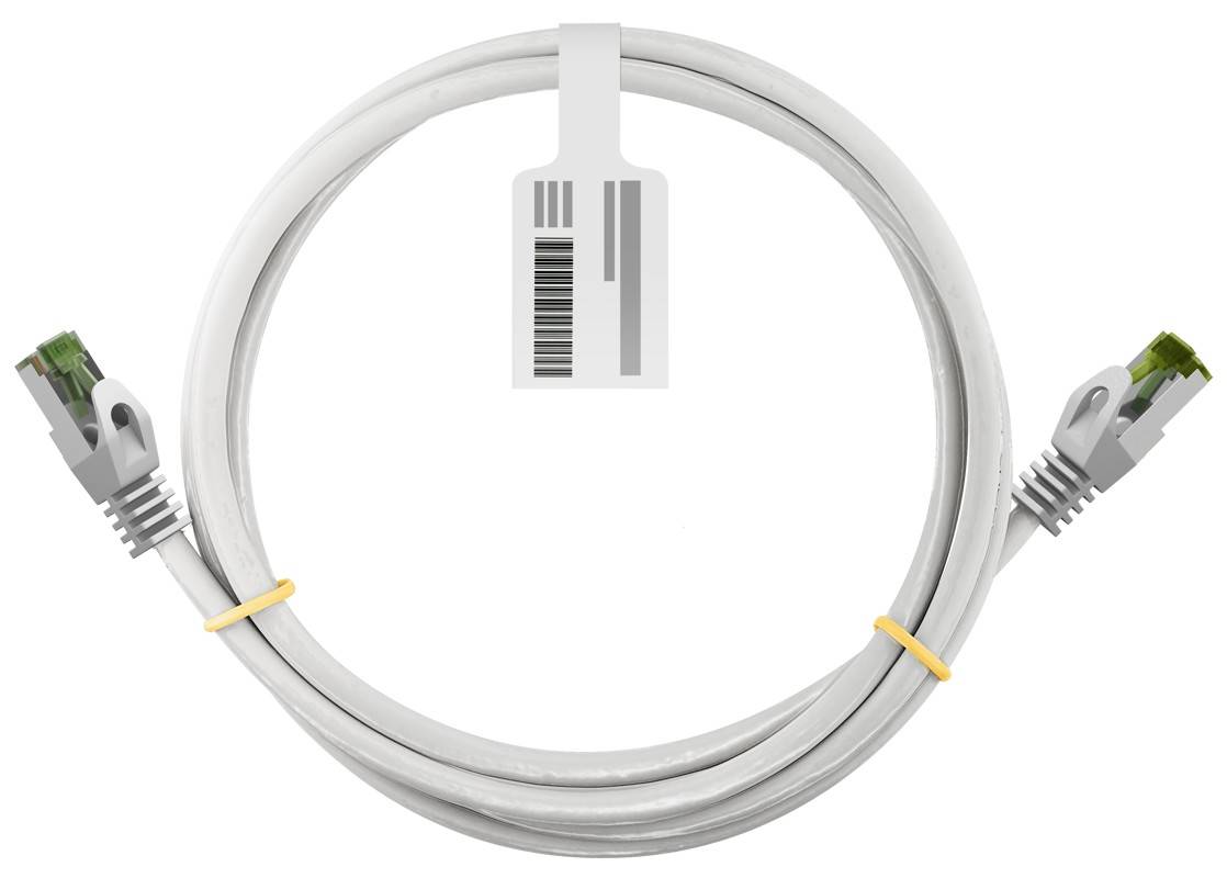Goobay 61109 RJ45 Patchkabel mit CAT 8.1 S/FTP Rohkabel halogenfrei 2.000 MHz Netzwerkkabel LAN Internetkabel Weiß 10m