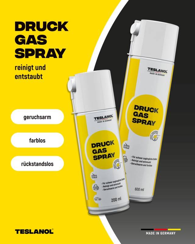 Teslanol 26003 Druckluftspray zum Reinigen &amp; Entstauben von PC &amp; Tastatur Druckluftreiniger Druckluft Spraydose 400 ml