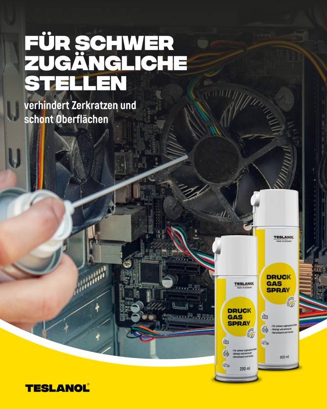 Teslanol 26003 Druckluftspray zum Reinigen &amp; Entstauben von PC &amp; Tastatur Druckluftreiniger Druckluft Spraydose 400 ml