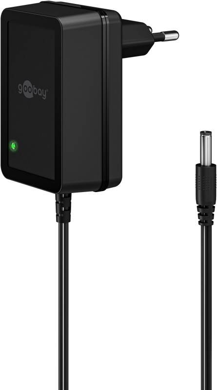 Goobay 64976 12V Netzteil DC Stecker 5,5 x 2,5mm Ladegerät 1,5A / 18W Festspannung Steckernetzteil Netzadapter / Schwarz