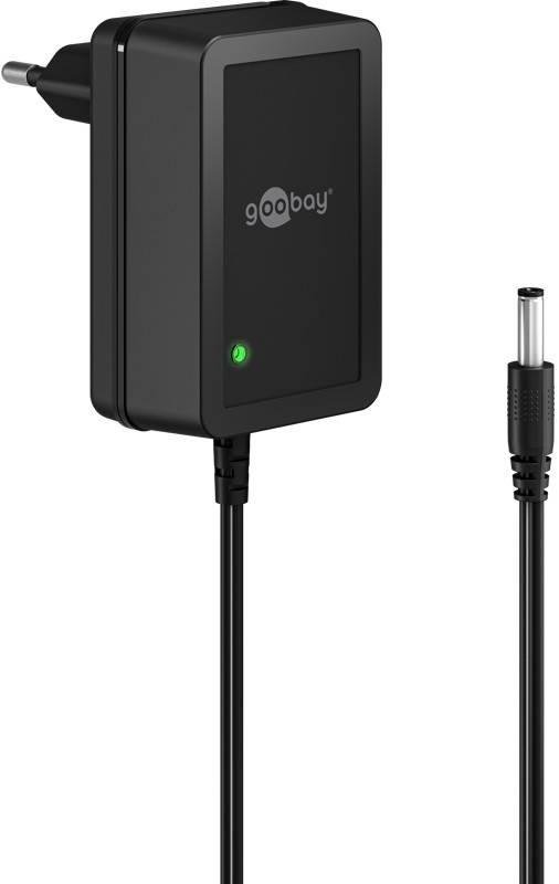 Goobay 64975 12V Netzteil DC Stecker 5,5 x 2,1mm Ladegerät 1,5A / 18W Festspannung Steckernetzteil Netzadapter / Schwarz