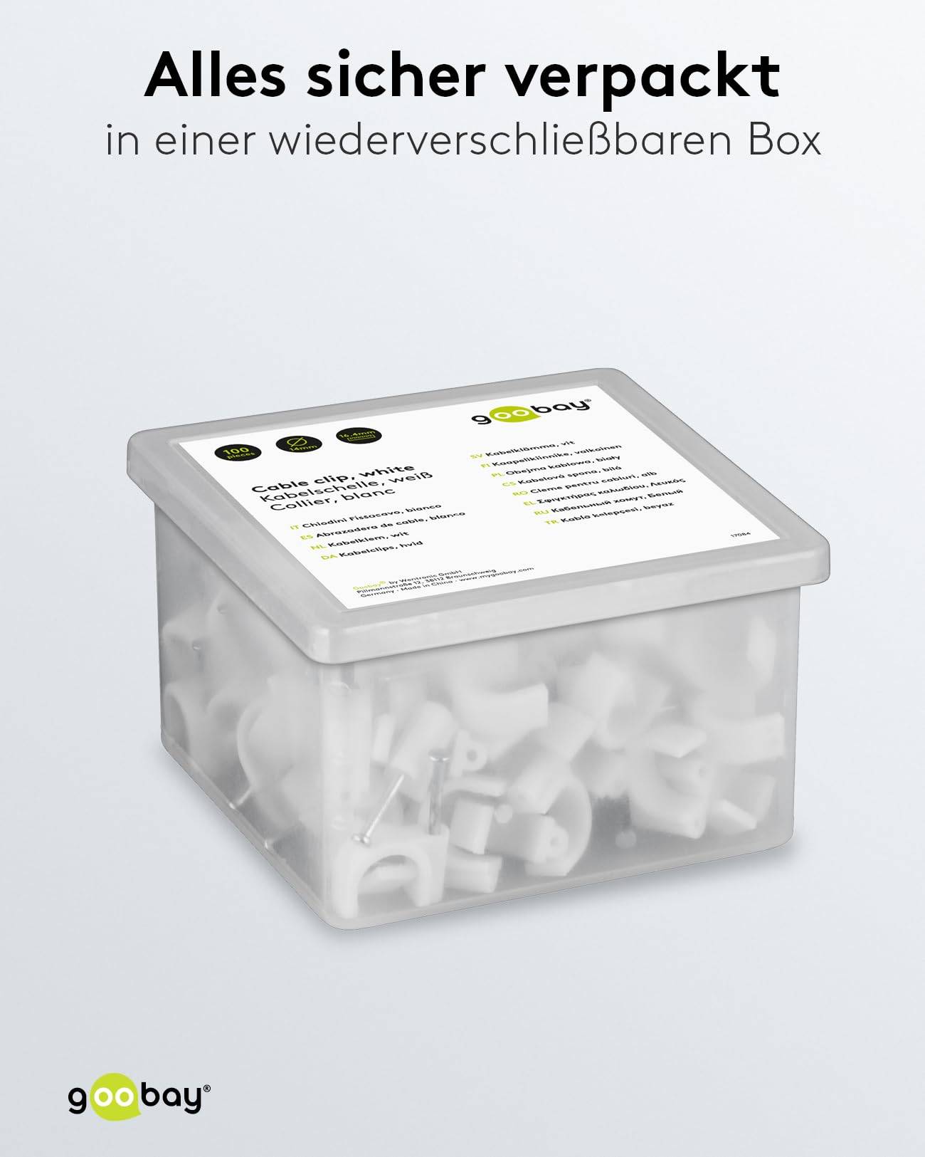 Goobay 61110 RJ45 Patchkabel mit CAT 8.1 S/FTP Rohkabel halogenfrei 2.000 MHz Netzwerkkabel LAN Internetkabel Weiß 15m