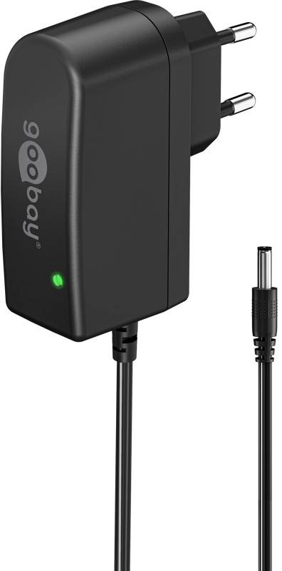 Goobay 64977 12V Netzteil DC Stecker 5,5 x 2,1mm Ladegerät 1A / 12W Festspannung Steckernetzteil Netzadapter / Schwarz