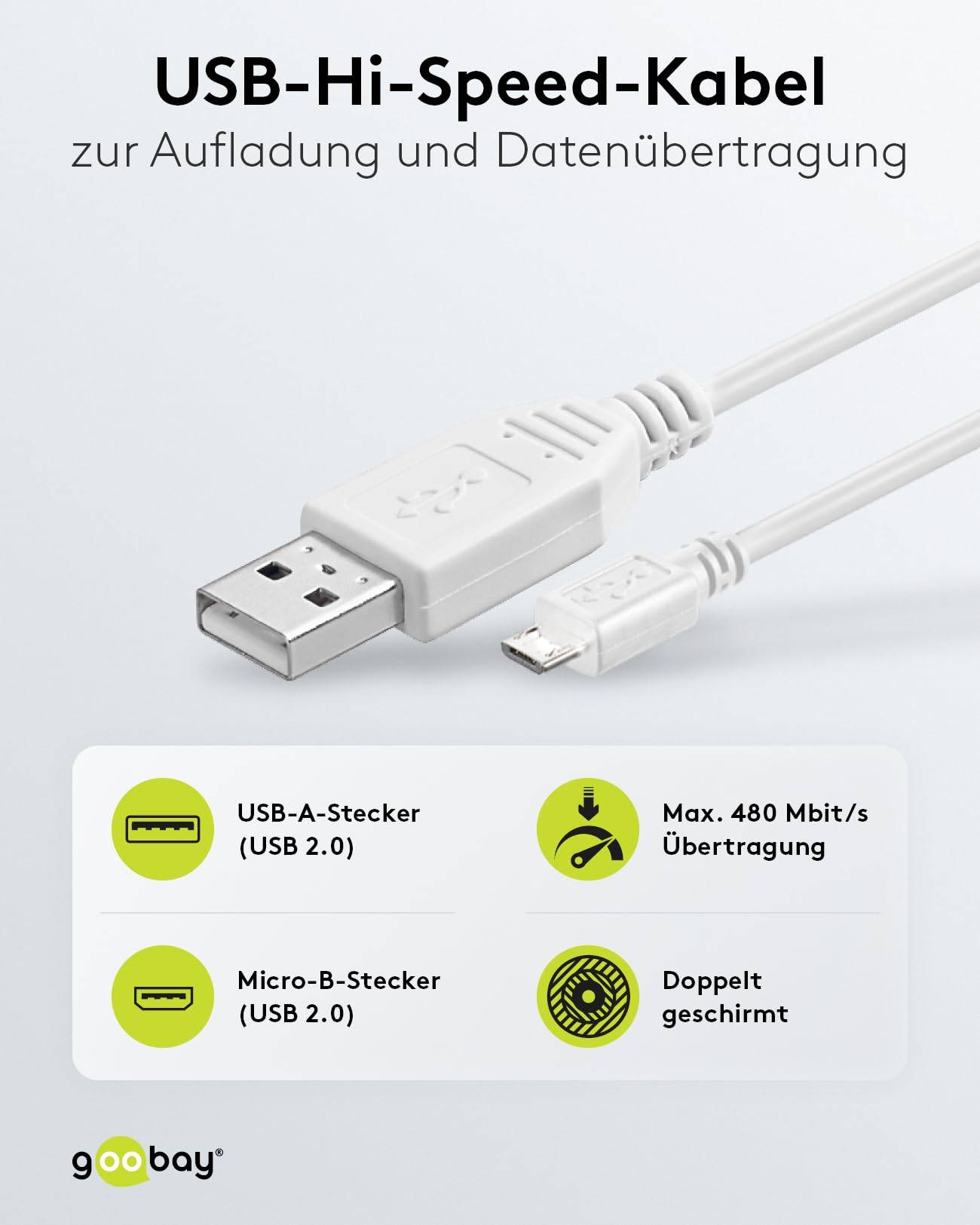 Goobay Plus 65294 Stereo Cinchkabel 2x Cinch-Stecker auf 2x Cinchstecker / Audiokabel Textilkabel Shark Skin Grau / 3m