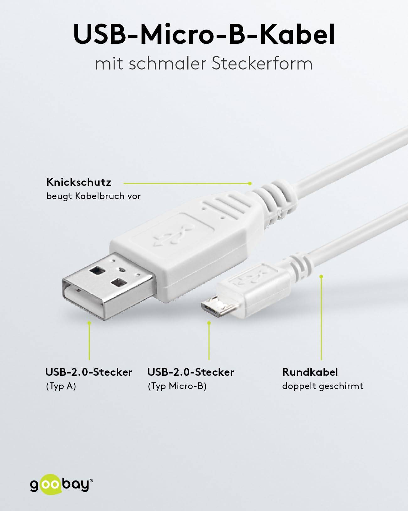 Goobay Plus 65294 Stereo Cinchkabel 2x Cinch-Stecker auf 2x Cinchstecker / Audiokabel Textilkabel Shark Skin Grau / 3m
