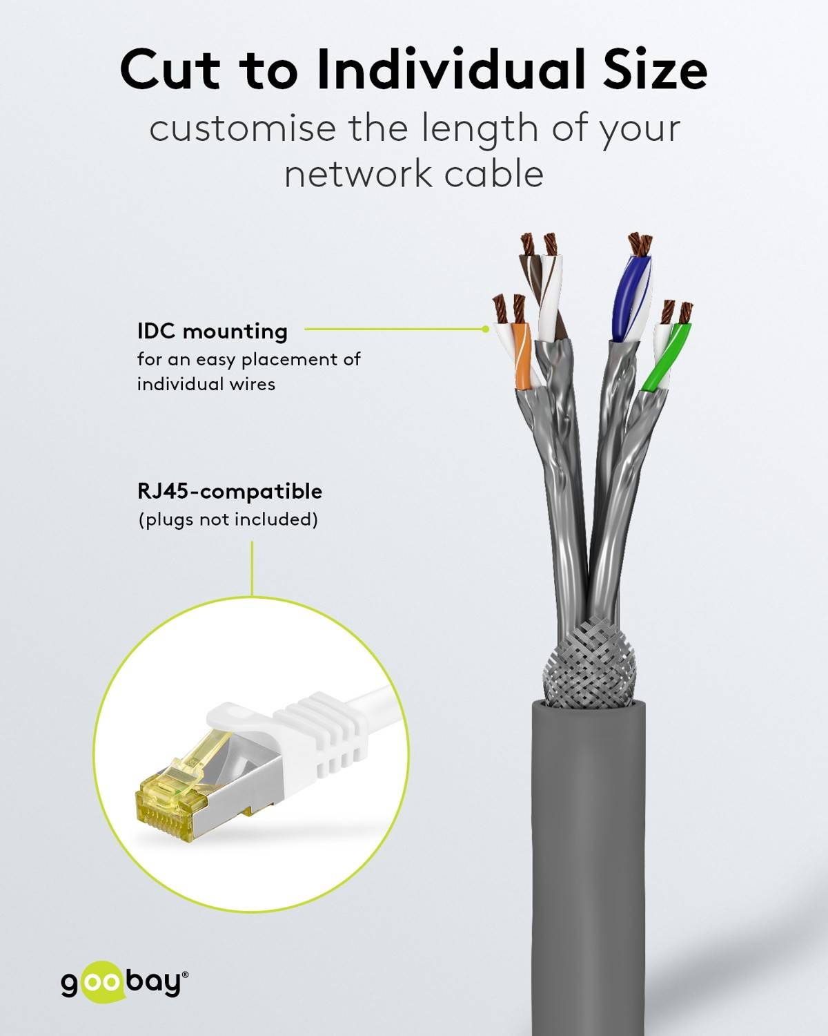 Goobay CAT 6A Netzwerkkabel S/FTP / Kupfer Twisted Pair / 500 MHz LAN Ethernet Kabel halogenfrei / Grau / 50m