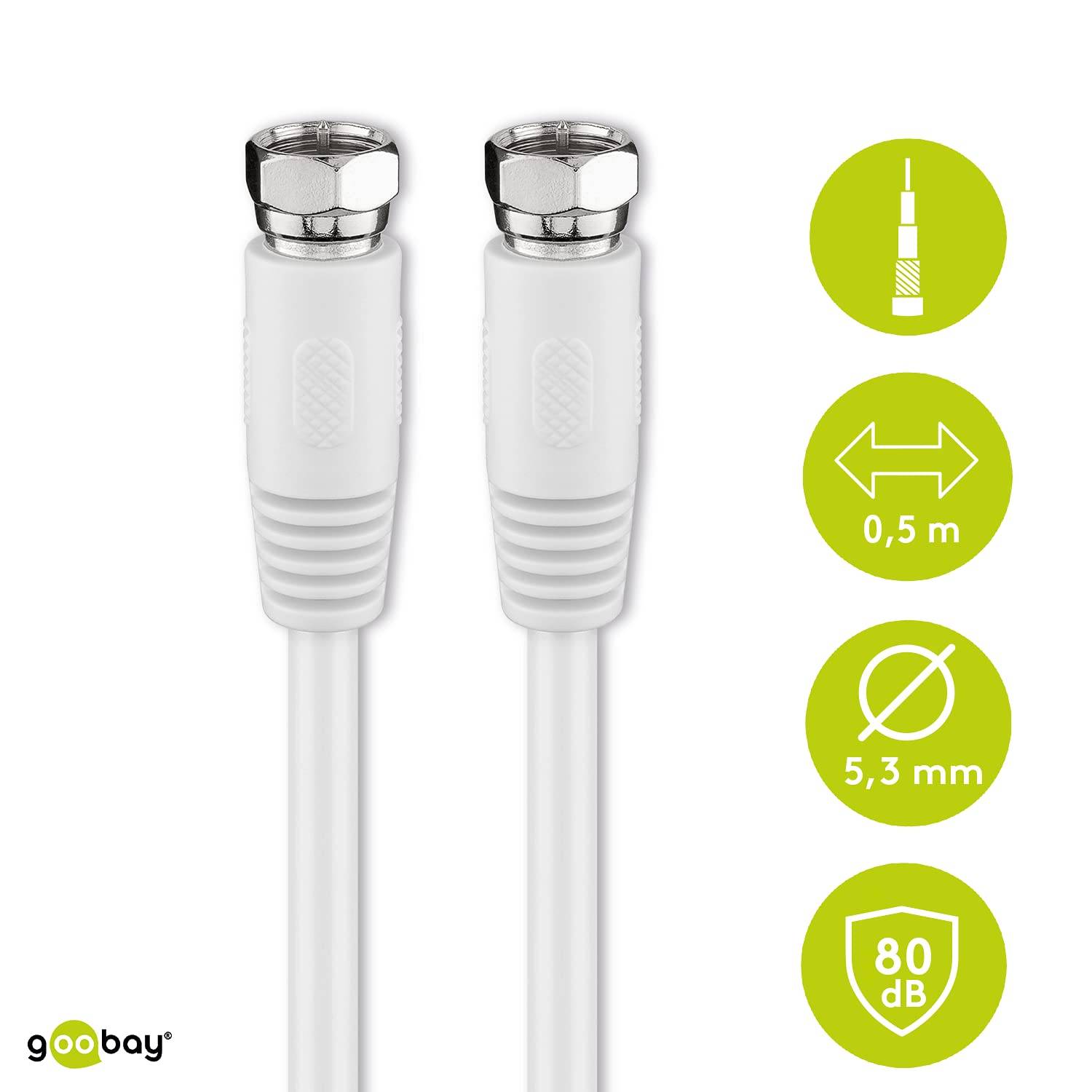 Goobay Plus 65293 Stereo Cinchkabel 2x Cinch-Stecker auf 2x Cinchstecker / Audiokabel Textilkabel Shark Skin Grau / 2m