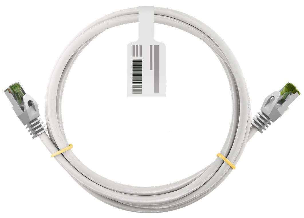Goobay 61109 RJ45 Patchkabel mit CAT 8.1 S/FTP Rohkabel halogenfrei 2.000 MHz Netzwerkkabel LAN Internetkabel Weiß 10m