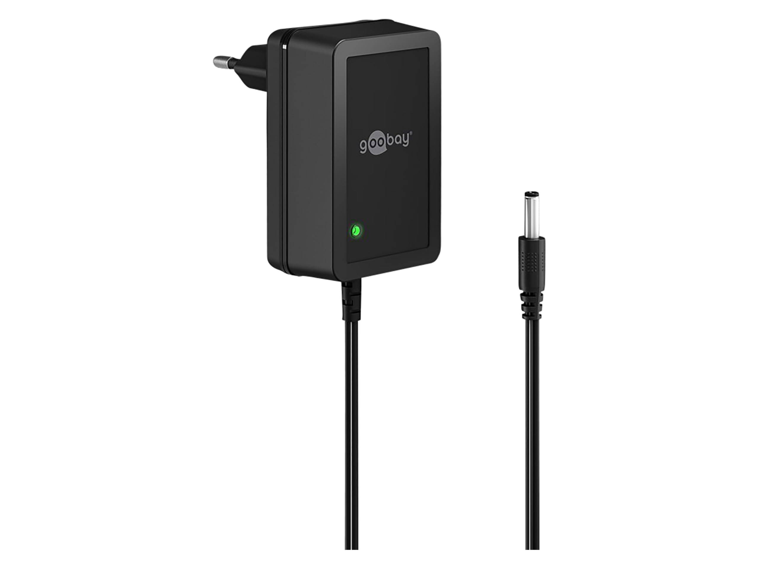 Goobay 64975 12V Netzteil DC Stecker 5,5 x 2,1mm Ladegerät 1,5A / 18W Festspannung Steckernetzteil Netzadapter / Schwarz