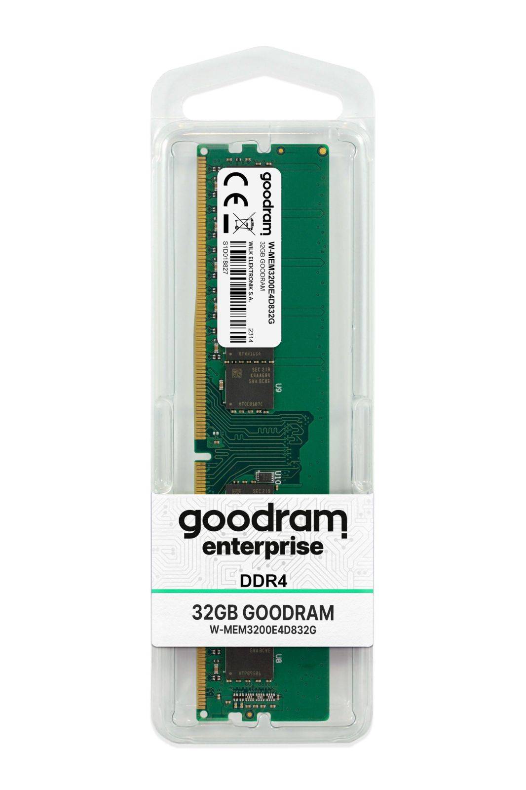 32GB 3200MHz ECC UDIMM W-MEM3200E4D832G, 32 GB, 1 x 32 GB, DDR4, 3200 MHz, 288-p