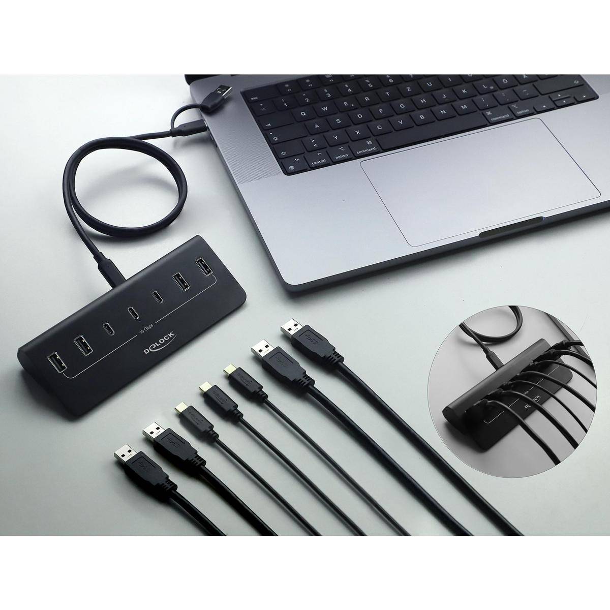 USB 10 Gbps Hub mit 3 USB-C und 4 USB-A...