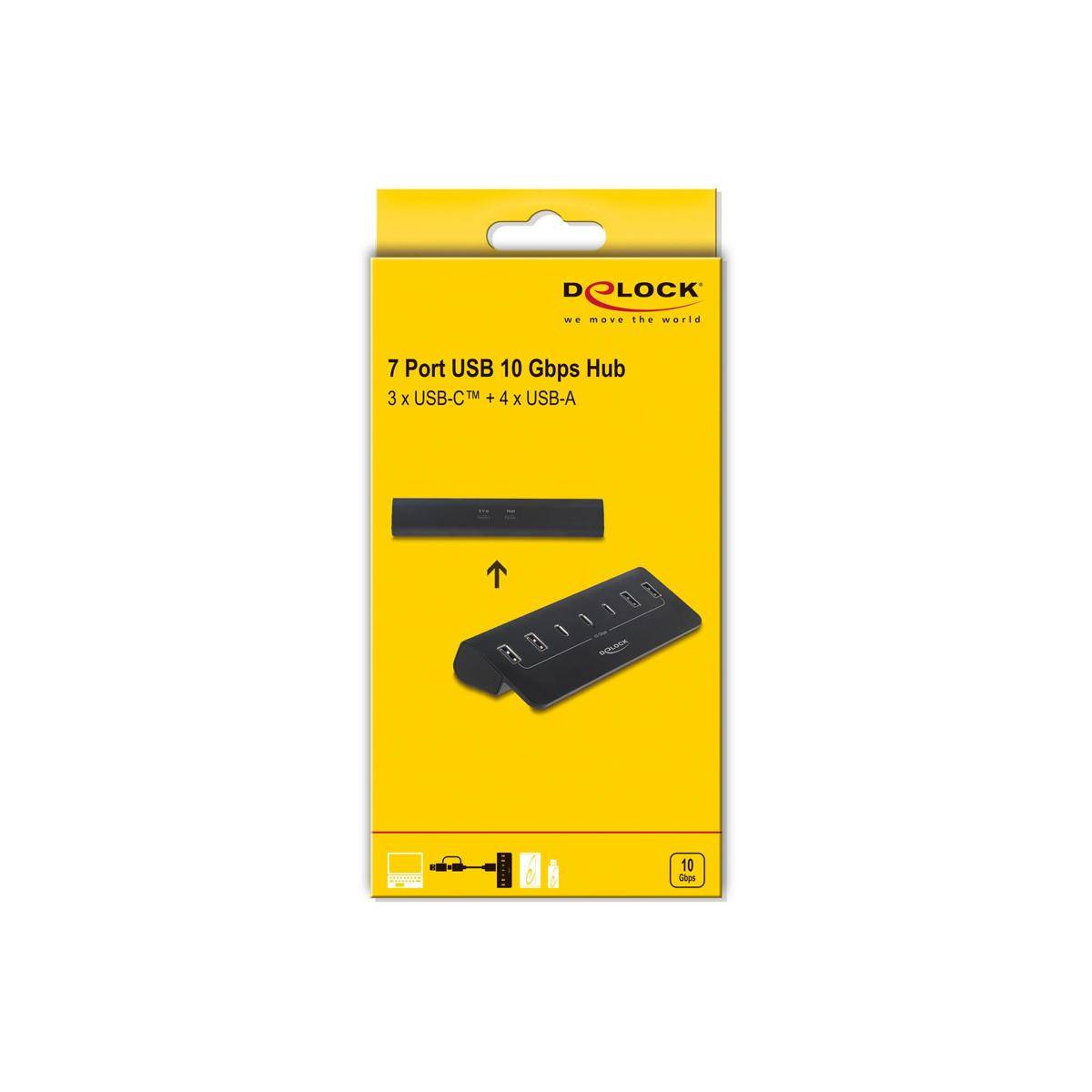 USB 10 Gbps Hub mit 3 USB-C und 4 USB-A...