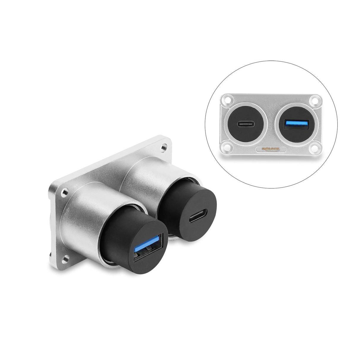 DELOCK Dual EinbauBu USB 5Gbps Typ-A Bu+USB 10Gbps USB-C Bu