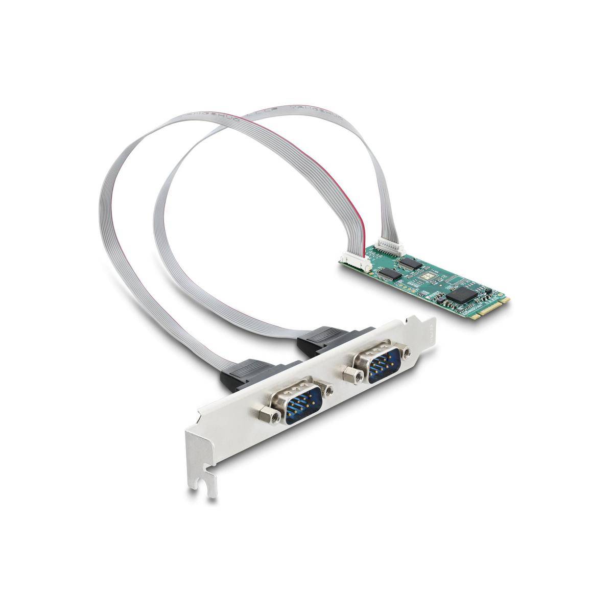 Delock M.2 Karte zu 2 x Seriell RS-232 DB9 mit Standard und Low Profile Controller