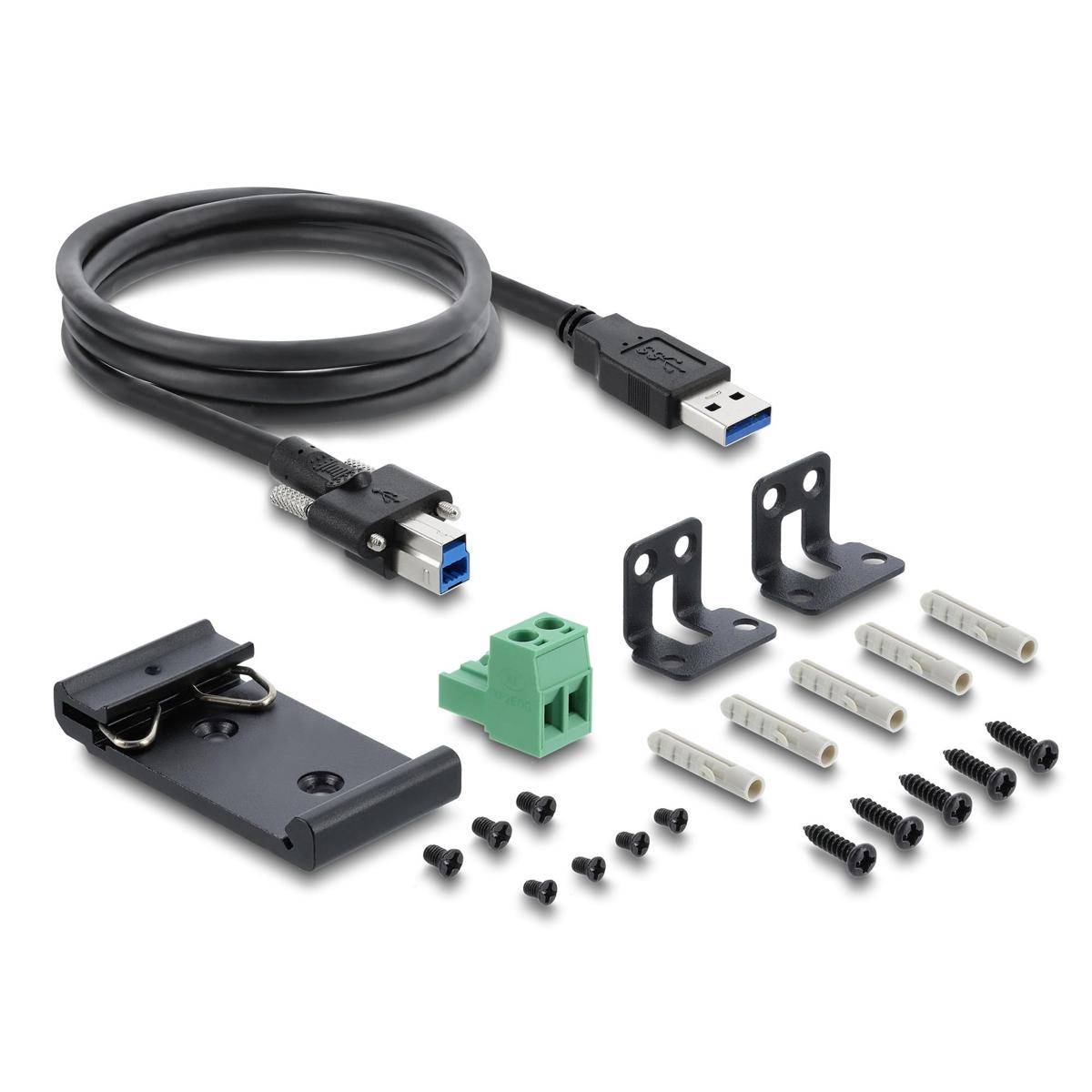 60792 - Delock Industrie Hub 10 x USB 5 Gbps Typ-A mit 8 kV ESD Schutz und Hutschienenbefestigung