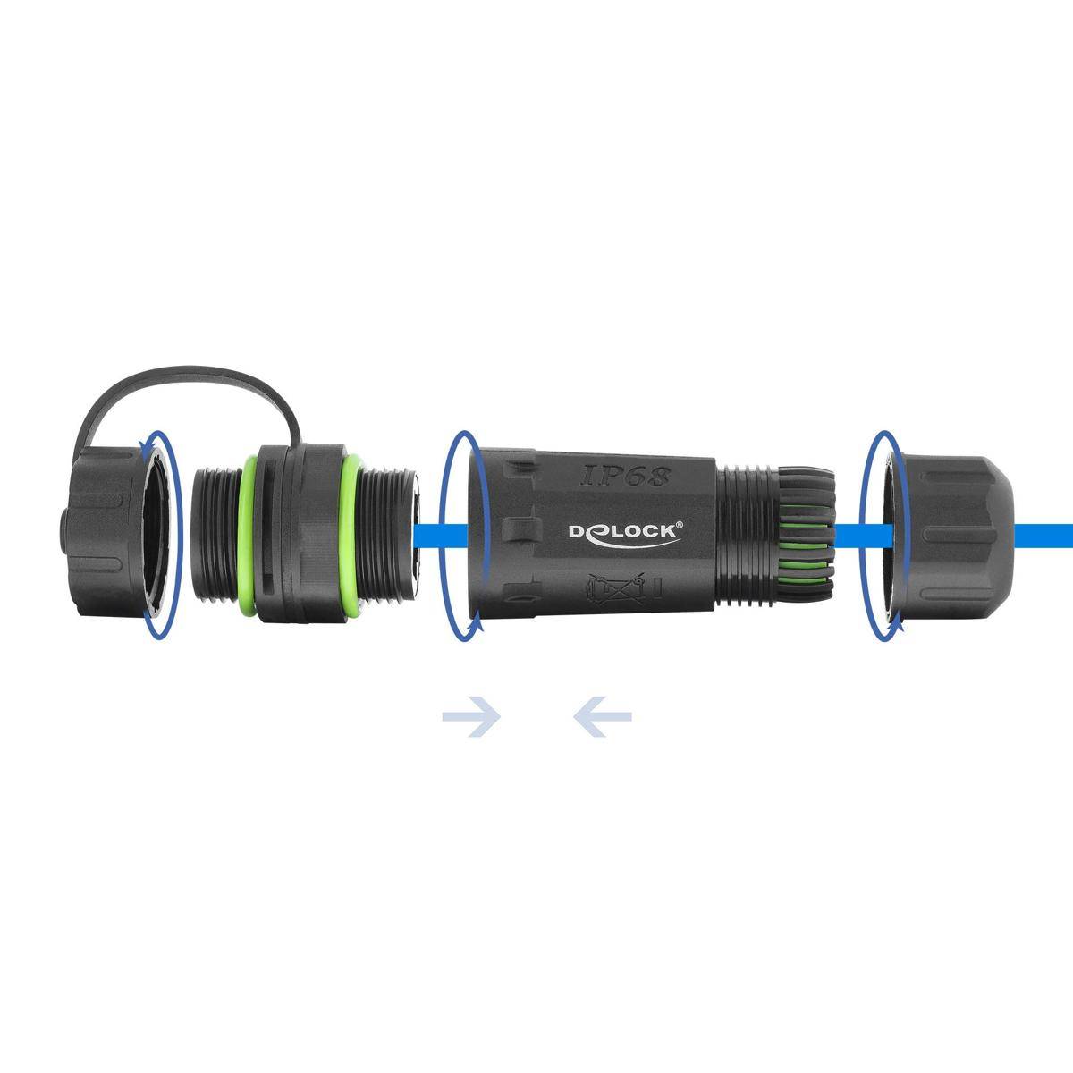 DELOCK Kabelverbinder RJ12 Bu > Bu M20 x 1,5mm wasserd. IP Multimedia-Technik Kabel