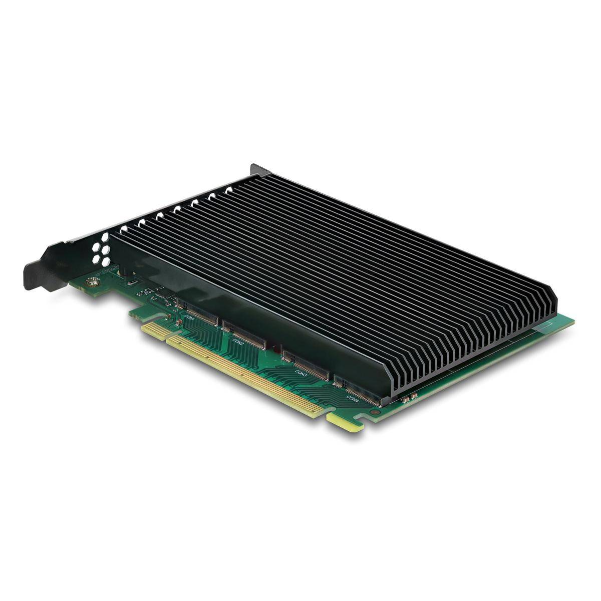 Delock PCI Express 5.0 x16 Karte zu 4 x intern NVMe M.2 Key M mit Kühlkoerper PCI-Express