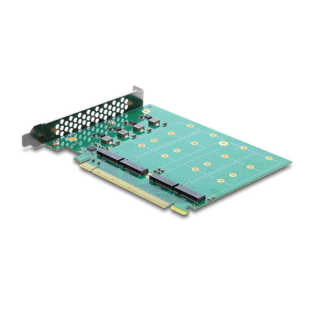 Delock PCI Express 5.0 x16 Karte zu 4 x intern NVMe M.2 Key M mit Kühlkoerper PCI-Express