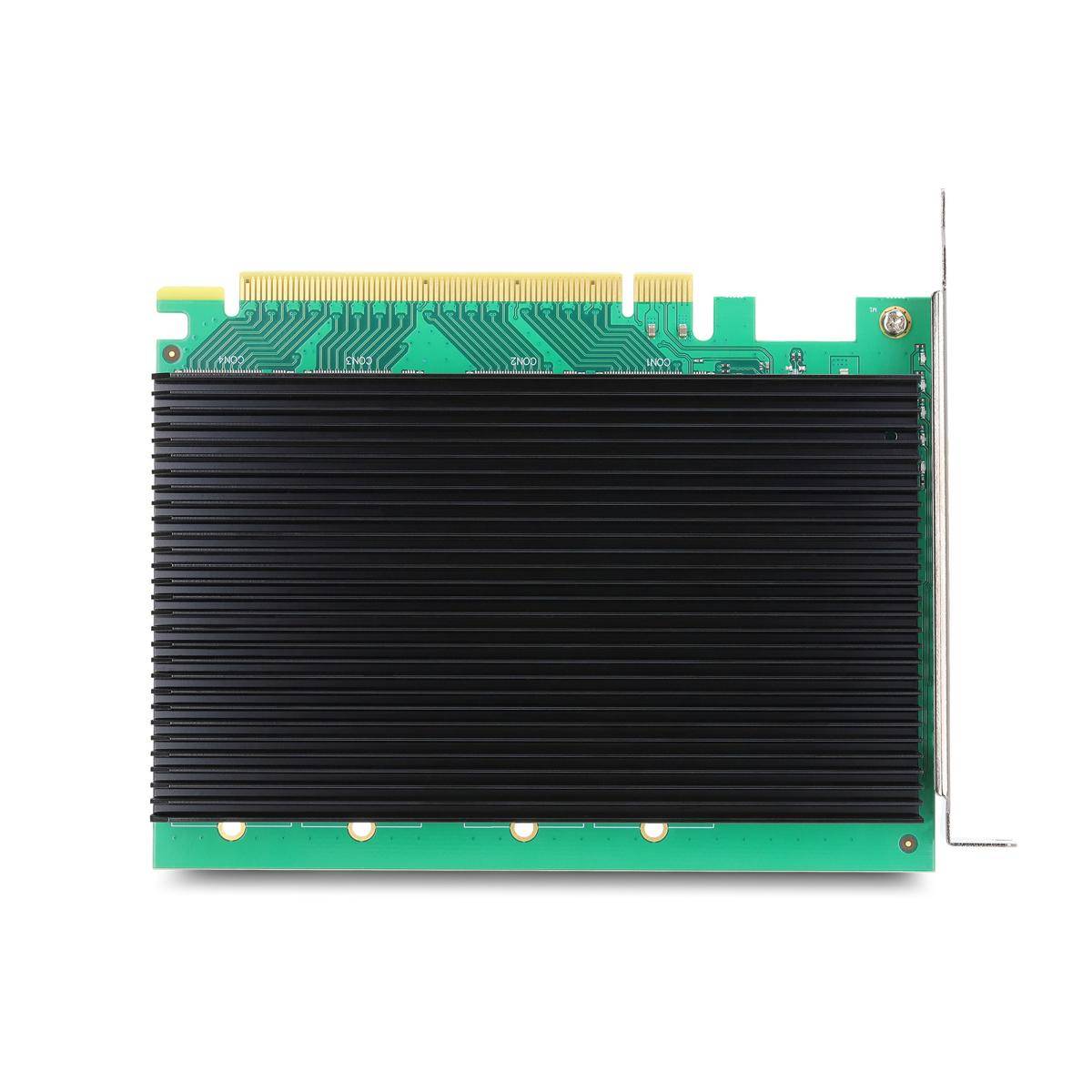Delock PCI Express 5.0 x16 Karte zu 4 x intern NVMe M.2 Key M mit Kühlkoerper PCI-Express