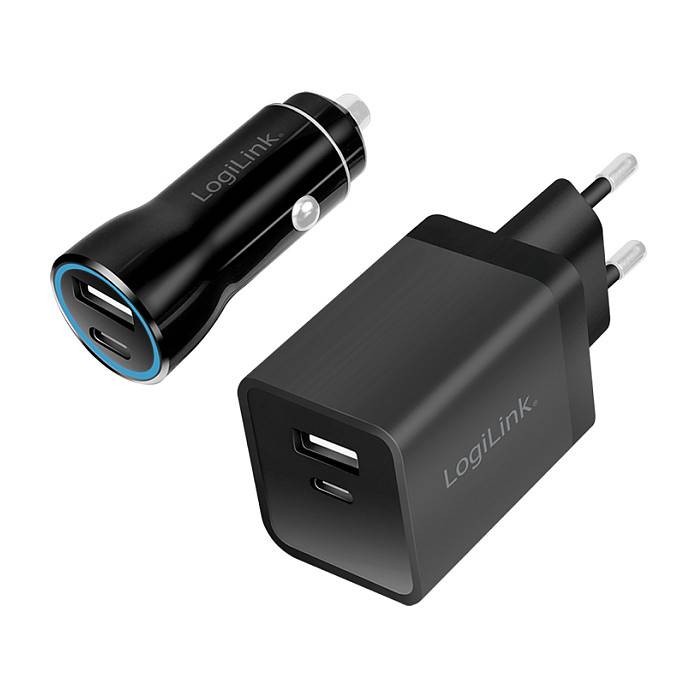 Logilink USB-A/C Charging Kit, 15 W, each 1x USB-A, 1x USB-C, Black Tablets & Smartphones Smartphone