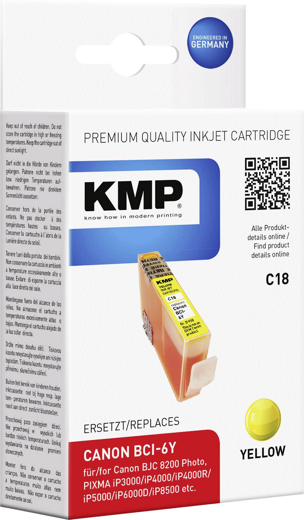 KMP Druckerpatrone ersetzt Canon BCI-6 Kompatibel Gelb C18 0958,0009